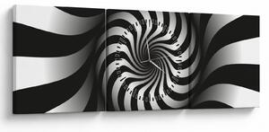 Tablou abstract cu spirala alb neagră (cu ceas) (90x30 cm)