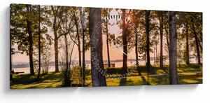 Tablou cu pomi lângă lac (cu ceas) (90x30 cm)