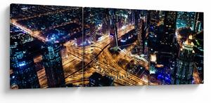 Tablou cu oraș nocturn (cu ceas) (90x30 cm)