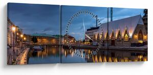 Tablou cu canalul - Göteborg (cu ceas) (90x30 cm)