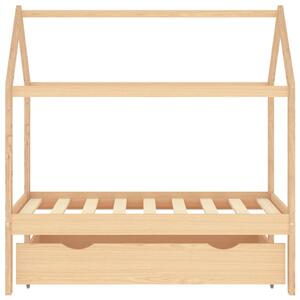 Cadru pat copii, cu un sertar, 70x140 cm, lemn masiv de pin