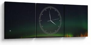 Tablou cu aurora borealis (cu ceas) (90x30 cm)