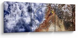 Tablou cu lup (cu ceas) (90x30 cm)