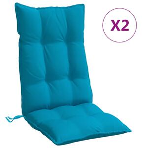 Perne de scaun cu spătar înalt, 2 buc, bleu, țesătură Oxford