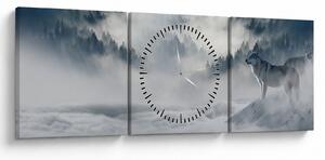 Tablou cu lupi (cu ceas) (90x30 cm)