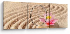Tablou cu piatră și floare pe nisip (cu ceas) (90x30 cm)