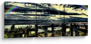 Tablou cu curcubeu deasupa mării (cu ceas) (90x30 cm)