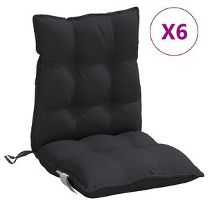Perne scaun cu spătar mic, 6 buc., negru, textil oxford