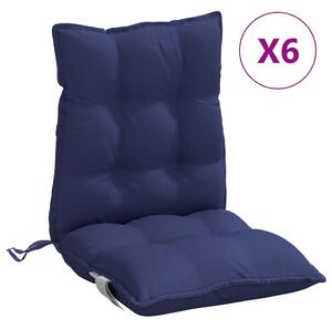 Perne scaune cu spătar jos, 6 buc., bleumarin, textil oxford