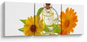 Tablou cu ulei de flori (cu ceas) (90x30 cm)