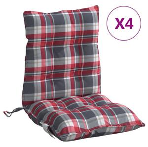 Perne scaun cu spătar mic, 4 buc., roșu carouri, textil oxford