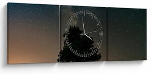 Tablou cu cerul nocturn și copaci (cu ceas) (90x30 cm)