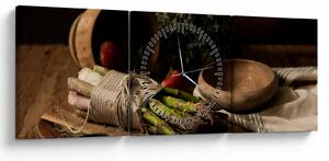 Tablou cu sparanghel pe masă (cu ceas) (90x30 cm)