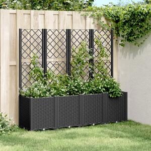 Jardinieră de grădină cu spalier, negru, 160x40x140 cm, PP