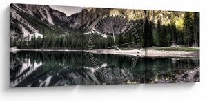 Tablou cu lac montan (cu ceas) (90x30 cm)
