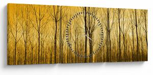 Tablou cu pădure în apus de soare (cu ceas) (90x30 cm)