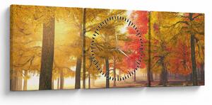 Tablou cu copaci toamna (cu ceas) (90x30 cm)