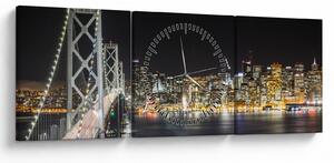 Tablou cu podul Brooklin și New York (cu ceas) (90x30 cm)