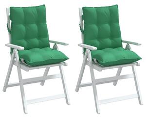 Perne scaun cu spătar mic, 2 buc., verde, țesătură oxford