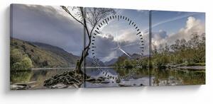 Tablou cu râu și copac (cu ceas) (90x30 cm)