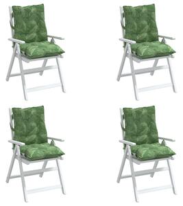 Perne de scaun spătar jos, 4 buc., model frunze, textil oxford