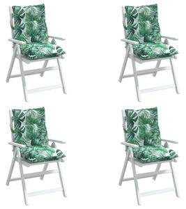 Perne de scaun spătar jos, 4 buc., model frunze, textil oxford
