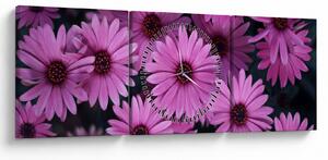 Tablou cu florile roz (cu ceas) (90x30 cm)