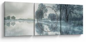 Tablou cu natura iarna (cu ceas) (90x30 cm)