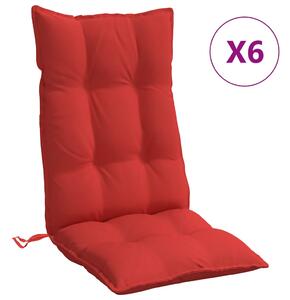 Perne scaun cu spătar înalt, 6 buc, roșu, țesătură Oxford