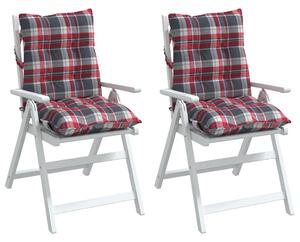 Perne scaun cu spătar mic, 2 buc., roșu carouri, textil oxford