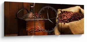 Tablou cu cafea (cu ceas) (90x30 cm)