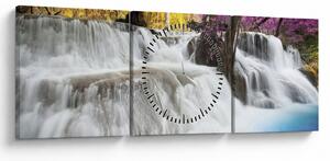 Tablou cu Erawan cascadă în pădure (cu ceas) (90x30 cm)