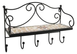 Cuier de perete negru cu raft din metal 42 cm Almeria – Garden Pleasure