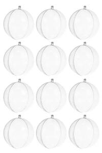 Set 12 globuri din acril, diametru 8 cm, transparente