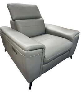 Set fotoliu + taburet Theron gri, piele naturala
