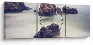 Tablou cu stânci în ceață (cu ceas) (90x30 cm)