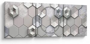 Tablou cu abstracție 3D (cu ceas) (90x30 cm)