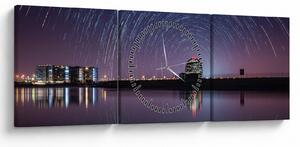 Tablou cu cerul nocturn și stele (cu ceas) (90x30 cm)