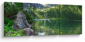 Tablou cu lac în munții Tatra (cu ceas) (90x30 cm)