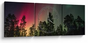 Tablou cu Northern Lights (cu ceas) (90x30 cm)