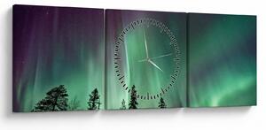 Tablou cu Northern Lights (cu ceas) (90x30 cm)