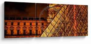 Tablou cu Louvre la Pris (cu ceas) (90x30 cm)
