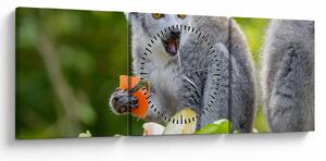 Tablou cu lemur (cu ceas) (90x30 cm)