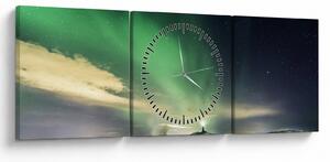 Tablou cu Aurora Borealis (cu ceas) (90x30 cm)