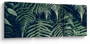 Tablou cu frunze de ferigă (cu ceas) (90x30 cm)