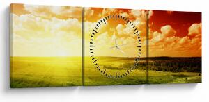 Tablou cu luncă cu soarele strălucitor (cu ceas) (90x30 cm)
