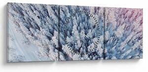 Tablou cu copaci înzăpeziți (cu ceas) (90x30 cm)