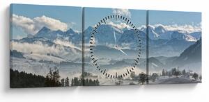 Tablou cu munții înzăpeziți (cu ceas) (90x30 cm)