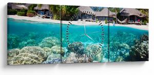 Tablou cu plaja pe insulă tropicală (cu ceas) (90x30 cm)