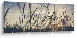 Tablou cu flori de câmp (cu ceas) (90x30 cm)